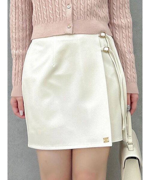 dazzlin（ダズリン）の「サイドリボンスカパン（スカート・レディース・アイボリー/グレー/ベージュ/チャコールグレー・MEDIUM/SMALL）」の2枚目の写真