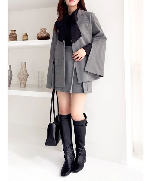 dazzlin（ダズリン）の「サイドリボンスカパン（スカート・レディース・アイボリー/グレー/ベージュ/チャコールグレー・MEDIUM/SMALL）」の15枚目の写真