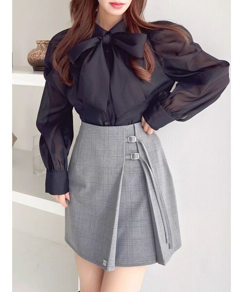 dazzlin（ダズリン）の「サイドリボンスカパン（スカート・レディース・アイボリー/グレー/ベージュ/チャコールグレー・MEDIUM/SMALL）」の20枚目の写真