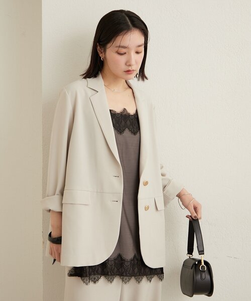 Omekashi（オメカシ）の「バックデザインテーラードジャケット（テーラードジャケット・レディース・ブラック/ホワイト系その他・FREE）」の2枚目の写真