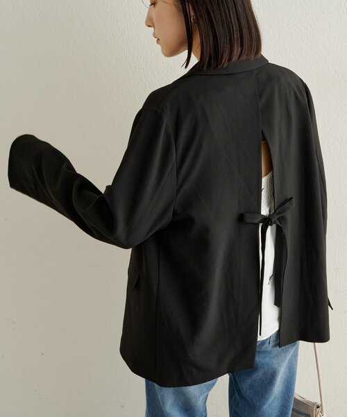 Omekashi（オメカシ）の「バックデザインテーラードジャケット（テーラードジャケット・レディース・ブラック/ホワイト系その他・FREE）」の5枚目の写真