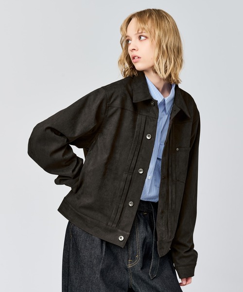 WETTEMPT（ウィテンプト）の「FAUX SUEDE TRUCKER JACKET / フェイクスエードトラッカージャケット（ブルゾン・メンズ・ブラウン/チャコールグレー・SMALL/MEDIUM/LARGE）」の2枚目の写真