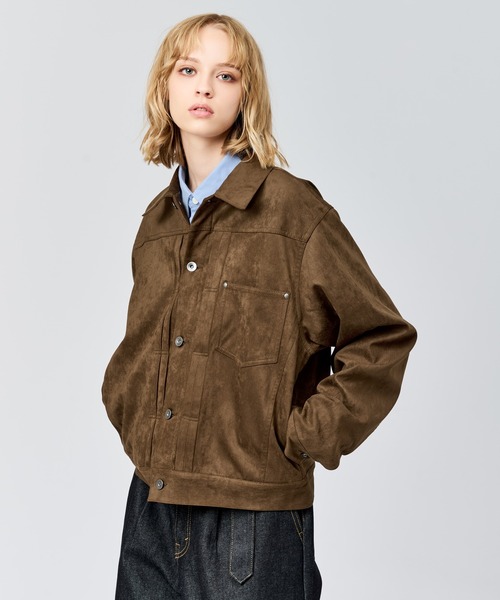 WETTEMPT（ウィテンプト）の「FAUX SUEDE TRUCKER JACKET / フェイクスエードトラッカージャケット（ブルゾン・メンズ・ブラウン/チャコールグレー・SMALL/MEDIUM/LARGE）」の5枚目の写真