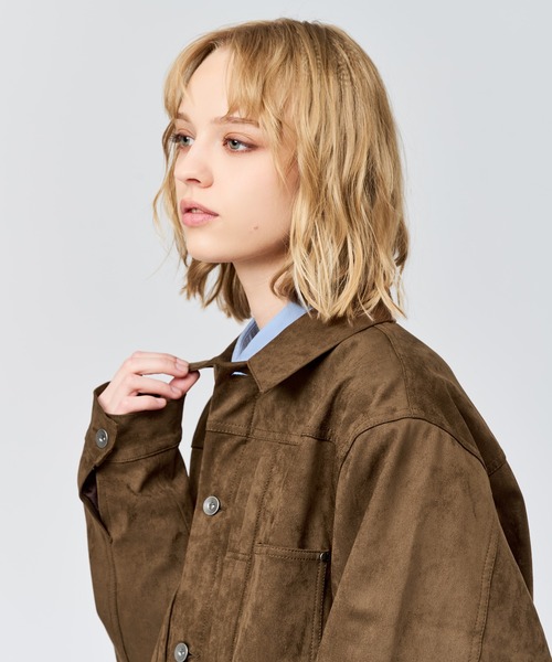 WETTEMPT（ウィテンプト）の「FAUX SUEDE TRUCKER JACKET / フェイクスエードトラッカージャケット（ブルゾン・メンズ・ブラウン/チャコールグレー・SMALL/MEDIUM/LARGE）」の8枚目の写真