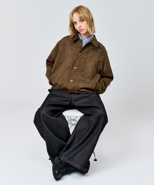 WETTEMPT（ウィテンプト）の「FAUX SUEDE TRUCKER JACKET / フェイクスエードトラッカージャケット（ブルゾン・メンズ・ブラウン/チャコールグレー・SMALL/MEDIUM/LARGE）」の15枚目の写真