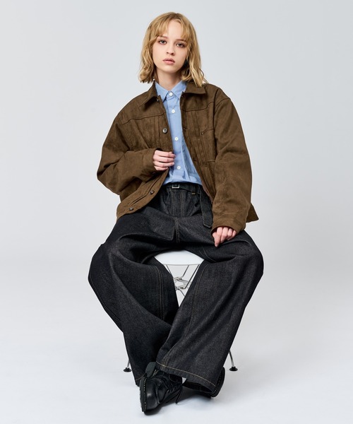 WETTEMPT（ウィテンプト）の「FAUX SUEDE TRUCKER JACKET / フェイクスエードトラッカージャケット（ブルゾン・メンズ・ブラウン/チャコールグレー・SMALL/MEDIUM/LARGE）」の17枚目の写真