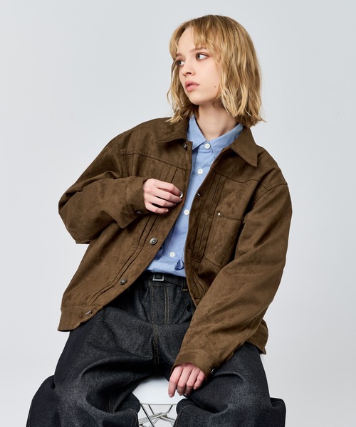 WETTEMPT（ウィテンプト）の「FAUX SUEDE TRUCKER JACKET / フェイクスエードトラッカージャケット（ブルゾン・メンズ・ブラウン/チャコールグレー・SMALL/MEDIUM/LARGE）」の18枚目の写真