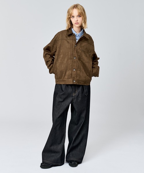 WETTEMPT（ウィテンプト）の「FAUX SUEDE TRUCKER JACKET / フェイクスエードトラッカージャケット（ブルゾン・メンズ・ブラウン/チャコールグレー・SMALL/MEDIUM/LARGE）」の11枚目の写真