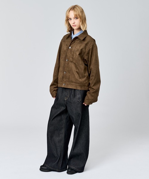 WETTEMPT（ウィテンプト）の「FAUX SUEDE TRUCKER JACKET / フェイクスエードトラッカージャケット（ブルゾン・メンズ・ブラウン/チャコールグレー・SMALL/MEDIUM/LARGE）」の12枚目の写真