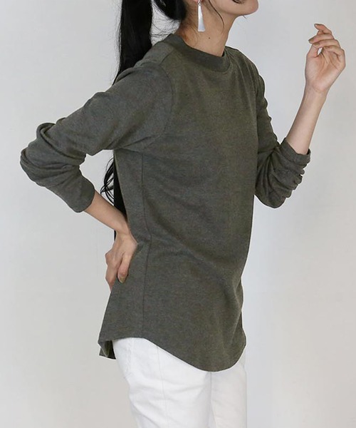 aity(アイティ)の「M-4L プチハイネック 無地ロンT 夏服(Tシャツ/カットソー・レディース・オフホワイト/ブラック/チャコール/杢グレー・L/4L/3L/LL/M)」の4枚目の写真
