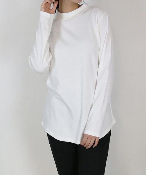 aity(アイティ)の「M-4L プチハイネック 無地ロンT 夏服(Tシャツ/カットソー・レディース・オフホワイト/ブラック/チャコール/杢グレー・L/4L/3L/LL/M)」の7枚目の写真