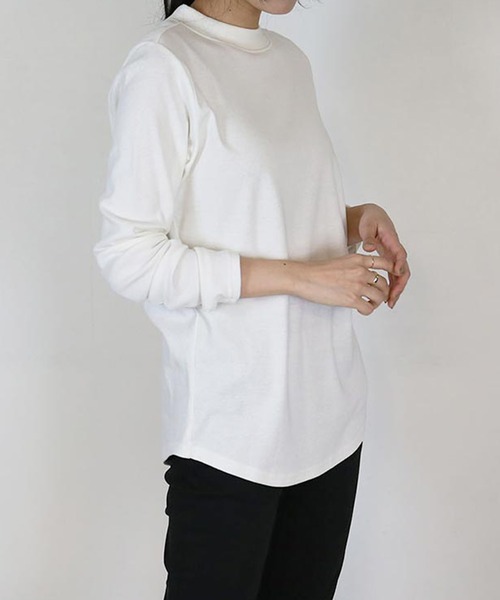 aity(アイティ)の「M-4L プチハイネック 無地ロンT 夏服(Tシャツ/カットソー・レディース・オフホワイト/ブラック/チャコール/杢グレー・L/4L/3L/LL/M)」の8枚目の写真