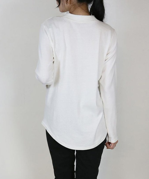 aity(アイティ)の「M-4L プチハイネック 無地ロンT 夏服(Tシャツ/カットソー・レディース・オフホワイト/ブラック/チャコール/杢グレー・L/4L/3L/LL/M)」の9枚目の写真