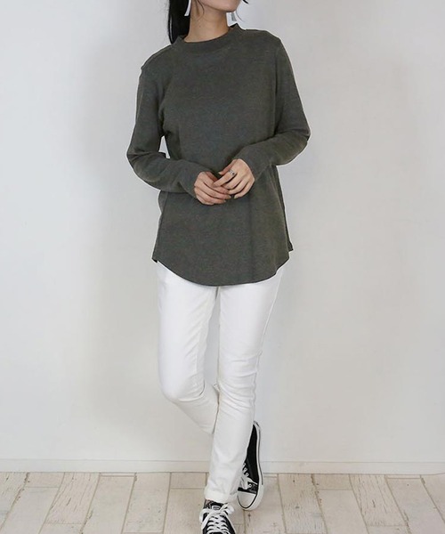 aity(アイティ)の「M-4L プチハイネック 無地ロンT 夏服(Tシャツ/カットソー・レディース・オフホワイト/ブラック/チャコール/杢グレー・L/4L/3L/LL/M)」の10枚目の写真
