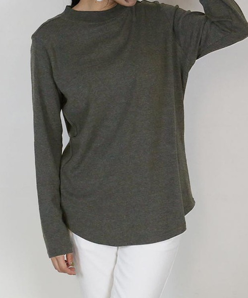aity(アイティ)の「M-4L プチハイネック 無地ロンT 夏服(Tシャツ/カットソー・レディース・オフホワイト/ブラック/チャコール/杢グレー・L/4L/3L/LL/M)」の13枚目の写真