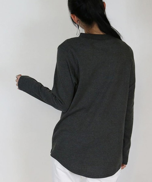 aity(アイティ)の「M-4L プチハイネック 無地ロンT 夏服(Tシャツ/カットソー・レディース・オフホワイト/ブラック/チャコール/杢グレー・L/4L/3L/LL/M)」の14枚目の写真
