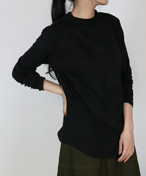 aity(アイティ)の「M-4L プチハイネック 無地ロンT 夏服(Tシャツ/カットソー・レディース・オフホワイト/ブラック/チャコール/杢グレー・L/4L/3L/LL/M)」の15枚目の写真