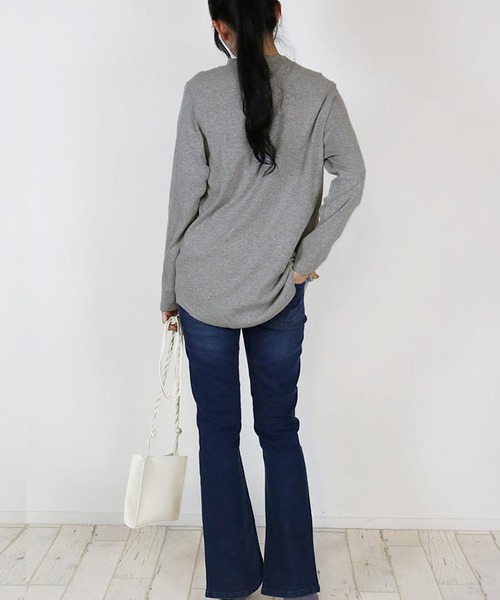 aity(アイティ)の「M-4L プチハイネック 無地ロンT 夏服(Tシャツ/カットソー・レディース・オフホワイト/ブラック/チャコール/杢グレー・L/4L/3L/LL/M)」の21枚目の写真