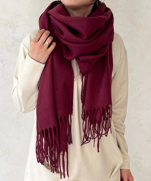 un dix cors（アンディコール）の「フリンジストール（マフラー・レディース・チャコールグレー/アイボリー/ブラック/ボルドー・FREE）」の4枚目の写真