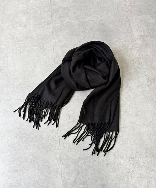 un dix cors（アンディコール）の「フリンジストール（マフラー・レディース・チャコールグレー/アイボリー/ブラック/ボルドー・FREE）」の2枚目の写真