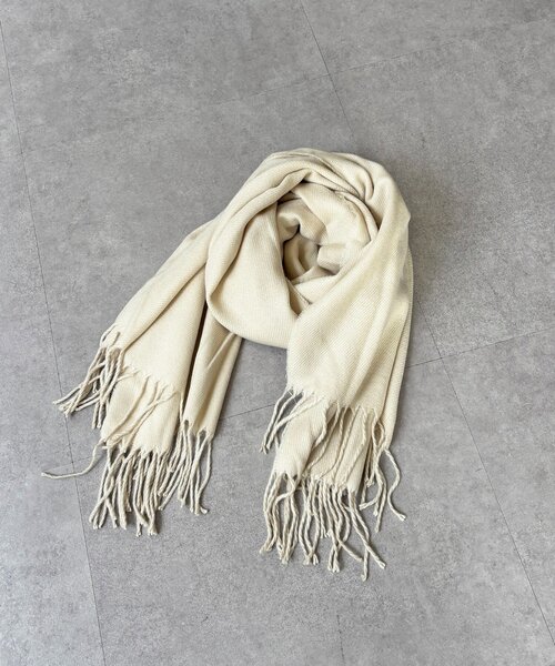 un dix cors（アンディコール）の「フリンジストール（マフラー・レディース・チャコールグレー/アイボリー/ブラック/ボルドー・FREE）」の5枚目の写真