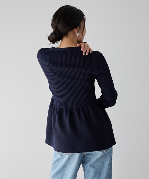 YECCA VECCA（イェッカヴェッカ）の「ペプラムカーディガン（カーディガン/ボレロ・レディース・ベージュ/ネイビー/ブルー・FREE）」の7枚目の写真