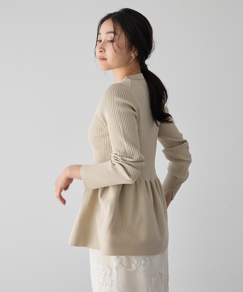 YECCA VECCA（イェッカヴェッカ）の「ペプラムカーディガン（カーディガン/ボレロ・レディース・ベージュ/ネイビー/ブルー・FREE）」の15枚目の写真