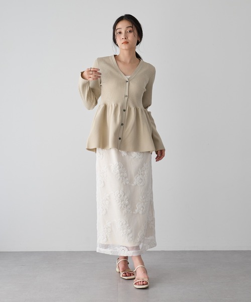 YECCA VECCA（イェッカヴェッカ）の「ペプラムカーディガン（カーディガン/ボレロ・レディース・ベージュ/ネイビー/ブルー・FREE）」の20枚目の写真