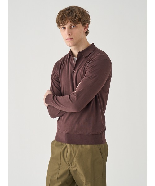 JOHN SMEDLEY(ジョンスメドレー)の「コットン 長袖ニットポロシャツ(ポロシャツ・メンズ・ブラウン系その他2・M/S/L)」の3枚目の写真