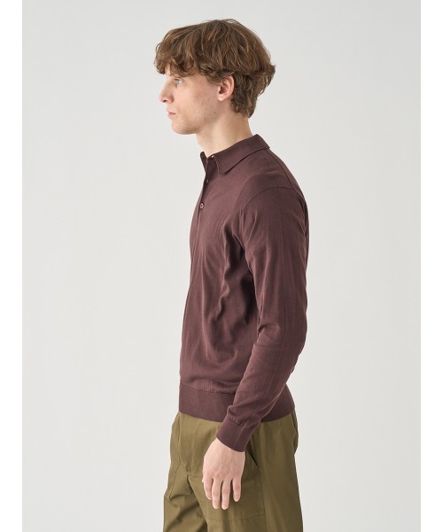 JOHN SMEDLEY(ジョンスメドレー)の「コットン 長袖ニットポロシャツ(ポロシャツ・メンズ・ブラウン系その他2・M/S/L)」の5枚目の写真