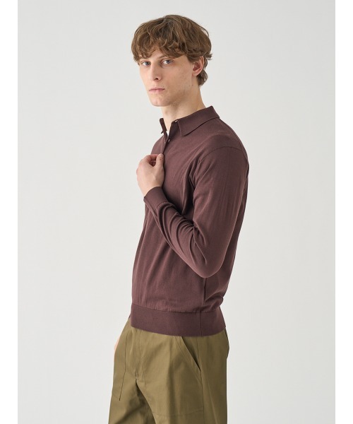 JOHN SMEDLEY(ジョンスメドレー)の「コットン 長袖ニットポロシャツ(ポロシャツ・メンズ・ブラウン系その他2・M/S/L)」の6枚目の写真