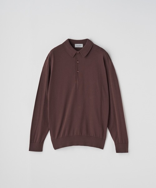 JOHN SMEDLEY(ジョンスメドレー)の「コットン 長袖ニットポロシャツ(ポロシャツ・メンズ・ブラウン系その他2・M/S/L)」の2枚目の写真