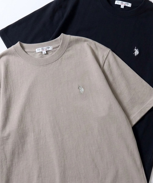U.S. POLO ASSN.（ユーエスポロアッスン）の「U.S. POLO ASSN./ユーエスポロアッスン 別注 オーバーサイズ スーパーヘビーウェイト ワンポイント刺繍 半袖Tシャツ レディース メンズ（Tシャツ/カットソー・メンズ・インディゴブルー/ベージュ/ホワイト/ブラック/ダークグレー/オートミール・M/LL/L）」の4枚目の写真