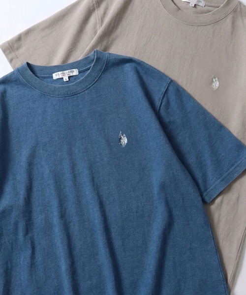 U.S. POLO ASSN.（ユーエスポロアッスン）の「U.S. POLO ASSN./ユーエスポロアッスン 別注 オーバーサイズ スーパーヘビーウェイト ワンポイント刺繍 半袖Tシャツ レディース メンズ（Tシャツ/カットソー・メンズ・インディゴブルー/ベージュ/ホワイト/ブラック/ダークグレー/オートミール・M/LL/L）」の6枚目の写真