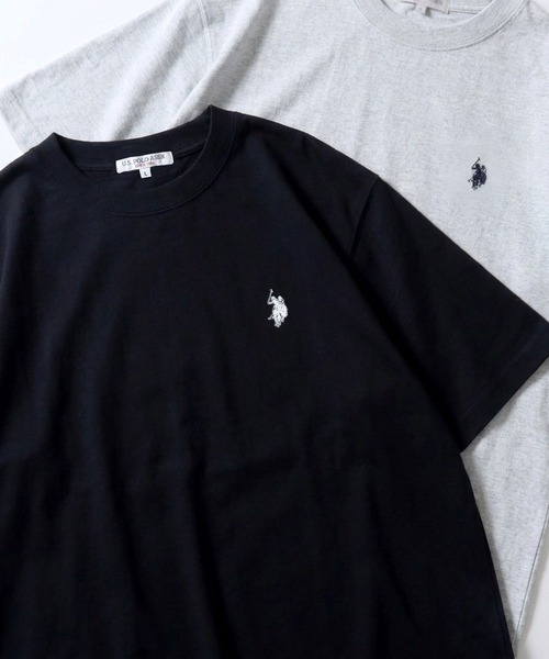 U.S. POLO ASSN.（ユーエスポロアッスン）の「U.S. POLO ASSN./ユーエスポロアッスン 別注 オーバーサイズ スーパーヘビーウェイト ワンポイント刺繍 半袖Tシャツ レディース メンズ（Tシャツ/カットソー・メンズ・インディゴブルー/ベージュ/ホワイト/ブラック/ダークグレー/オートミール・M/LL/L）」の2枚目の写真