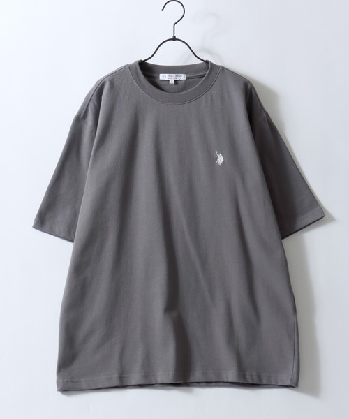U.S. POLO ASSN.（ユーエスポロアッスン）の「U.S. POLO ASSN./ユーエスポロアッスン 別注 オーバーサイズ スーパーヘビーウェイト ワンポイント刺繍 半袖Tシャツ レディース メンズ（Tシャツ/カットソー・メンズ・インディゴブルー/ベージュ/ホワイト/ブラック/ダークグレー/オートミール・M/LL/L）」の9枚目の写真