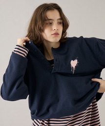 ONCILY（オンシェリー）の「HEART LOGO HENLEY NECK LAYERED SET / ハートロゴヘンリーレイヤードセット（Tシャツ/カットソー）」