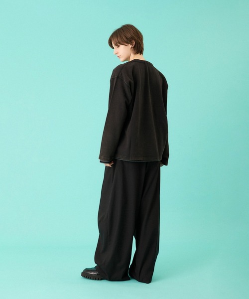 ONCILY（オンシェリー）の「HEART LOGO HENLEY NECK LAYERED SET / ハートロゴヘンリーレイヤードセット（Tシャツ/カットソー・メンズ・ネイビー/ブラック/ブラック系その他/杢グレー・SMALL/MEDIUM/LARGE）」の16枚目の写真