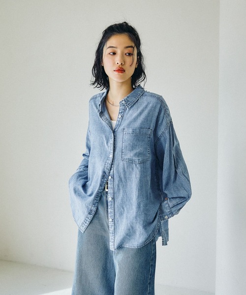 LEPSIM（レプシィム）の「AIRデニム長袖シャツ　639492（シャツ/ブラウス・レディース・グレー/ライトブルー/ブルー・FREE）」の19枚目の写真