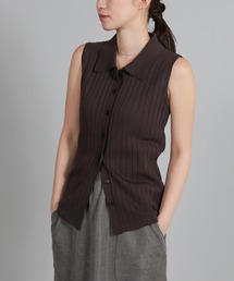 select MOCA Et | 【Et】Polo Collar Rib Sleeveless Tops(カーディガン/ボレロ)