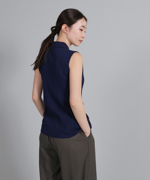 select MOCA Et（セレクトモカエト）の「【Et】Polo Collar Rib Sleeveless Tops（カーディガン/ボレロ・レディース・アイボリー/ネイビー/ブラウン・FREE）」の14枚目の写真