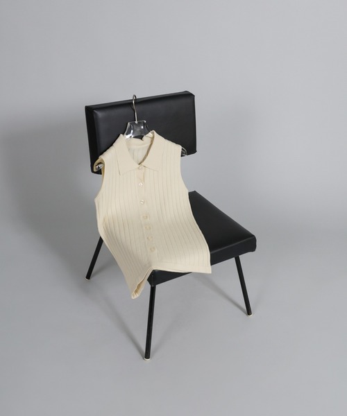 select MOCA Et（セレクトモカエト）の「【Et】Polo Collar Rib Sleeveless Tops（カーディガン/ボレロ・レディース・アイボリー/ネイビー/ブラウン・FREE）」の22枚目の写真