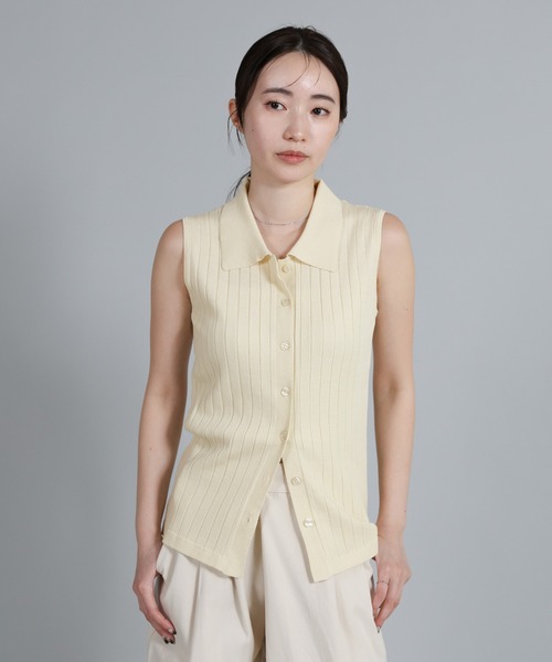 select MOCA Et（セレクトモカエト）の「【Et】Polo Collar Rib Sleeveless Tops（カーディガン/ボレロ・レディース・アイボリー/ネイビー/ブラウン・FREE）」の16枚目の写真