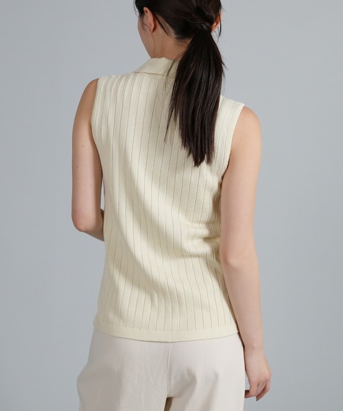 select MOCA Et（セレクトモカエト）の「【Et】Polo Collar Rib Sleeveless Tops（カーディガン/ボレロ・レディース・アイボリー/ネイビー/ブラウン・FREE）」の21枚目の写真