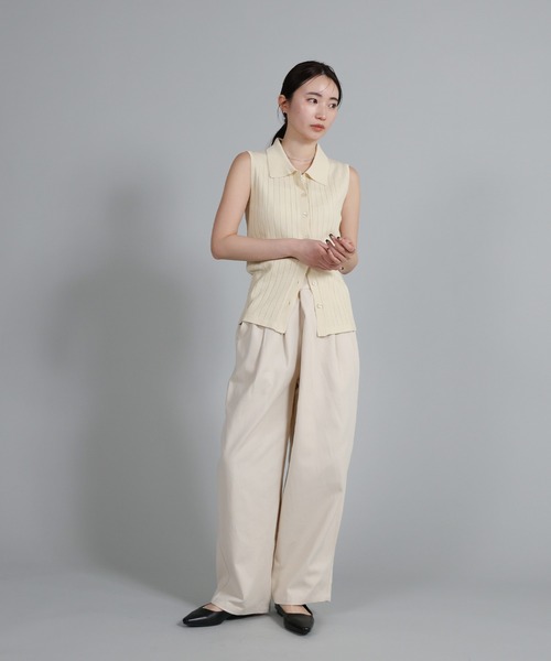 select MOCA Et（セレクトモカエト）の「【Et】Polo Collar Rib Sleeveless Tops（カーディガン/ボレロ・レディース・アイボリー/ネイビー/ブラウン・FREE）」の19枚目の写真