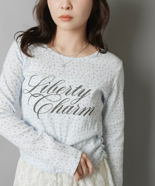 SPINNS(スピンズ)の「小花にきゅん♪ロゴ映えでつくる韓国ガーリートップス(Tシャツ/カットソー・レディース・サックスブルー/オフホワイト/グレー・ONESIZE)」の21枚目の写真