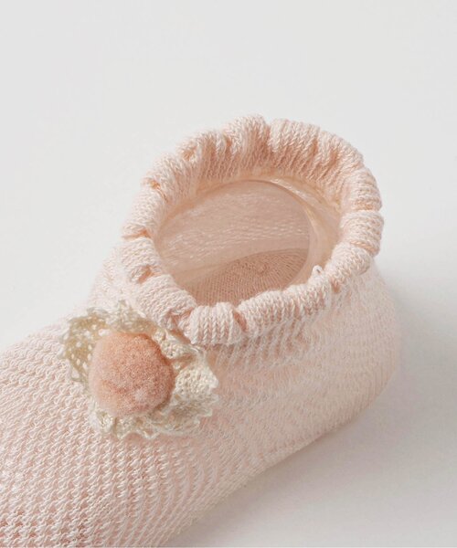 Ampersand（アンパサンド）の「お花レースメッシュベビーソックス（ベビーシューズ/ベビーソックス・キッズ・オフホワイト/ピンク・9/12）」の5枚目の写真