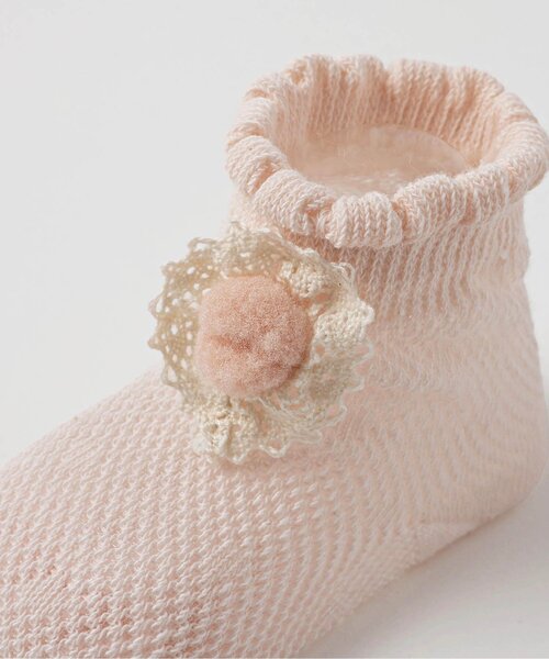 Ampersand（アンパサンド）の「お花レースメッシュベビーソックス（ベビーシューズ/ベビーソックス・キッズ・オフホワイト/ピンク・9/12）」の6枚目の写真