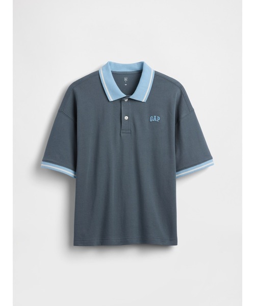 GAP（ギャップ）の「オーバーサイズ GAPロゴ ピケポロシャツ (キッズ)（ポロシャツ・キッズ・グリーン/ブルー・160cm/150cm/140cm/130cm/120cm/110cm）」の6枚目の写真