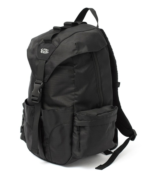 X-girl(エックスガール)の「METALLIC LOGO BACKPACK 【24L/大容量/A4サイズ/PC収納可能】(バックパック/リュック・レディース・ブラック/グレー・ONE SIZE)」の2枚目の写真